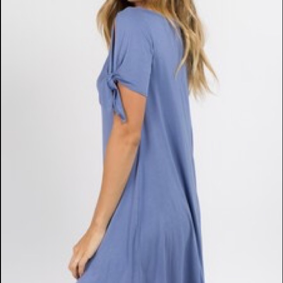 Lady's Knot Tie Sleeve Shift Dress Lavendar - Picture 3 of 5